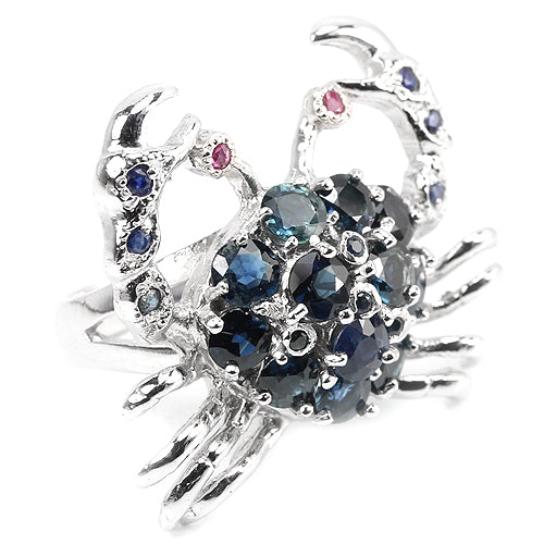 Saphir Rubin Krebs Ring Silber - INARA