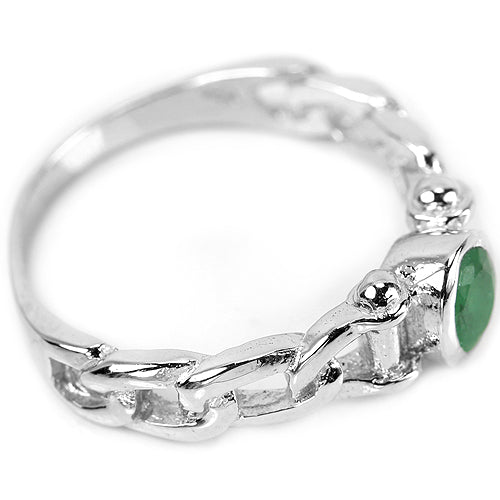 Smaragd Ring aus weißvergoldetem Silber - INARA