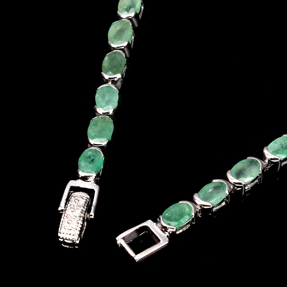 Smaragd Armband Silber weißvergoldet - INARA