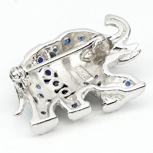 Saphir Rubin Elefant Brosche aus Silber - INARA