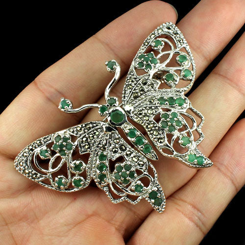 Smaragd Markasit Schmetterling Brosche