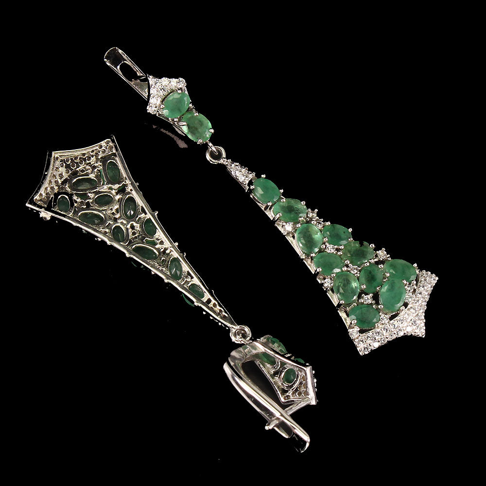Smaragd Ohrringe Silber weißvergoldet - INARA