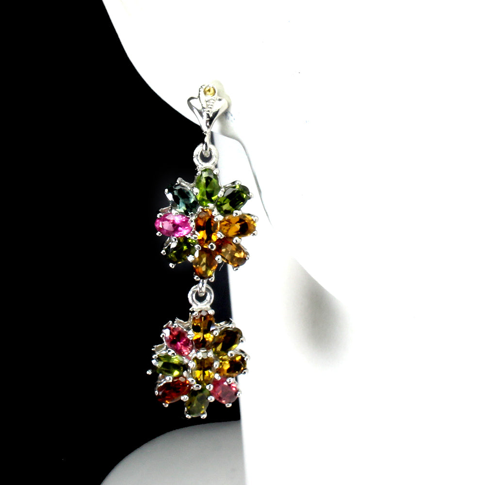 Turmalin Saphir Ohrringe aus weißvergoldetem Silber - INARA