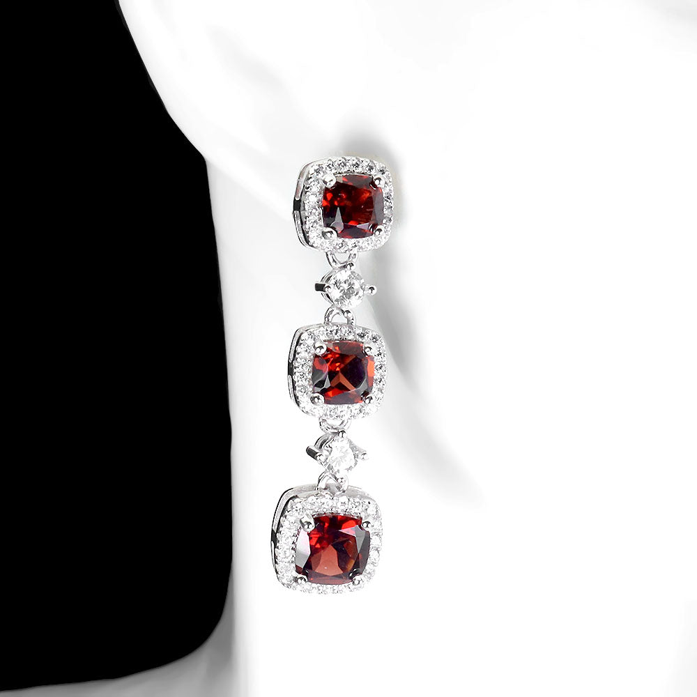 Granat Ohrringe aus weißvergoldetem Silber - INARA