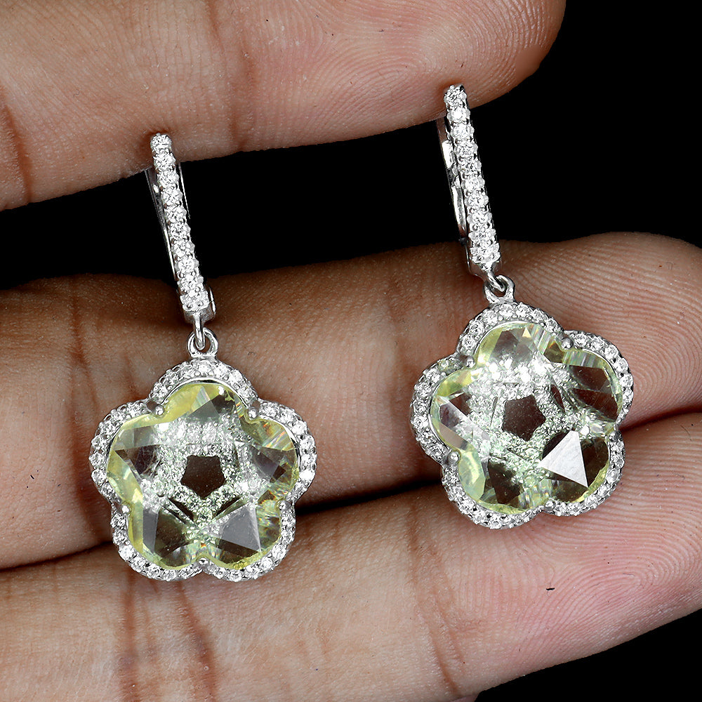 Lemonquarz Ohrringe Silber weißvergoldet - INARA