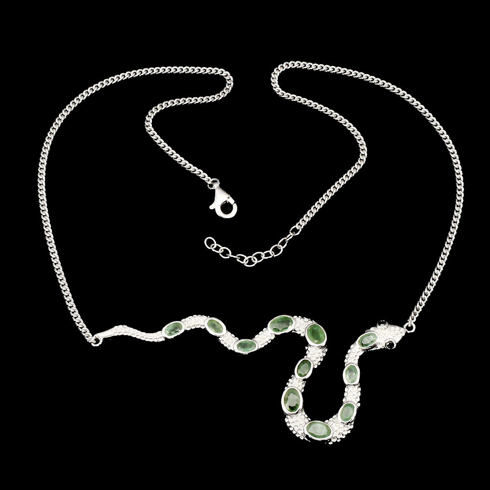 Smaragd Spinell Schlange Collier Silber weißvergoldet - INARA - Vorderansicht 2