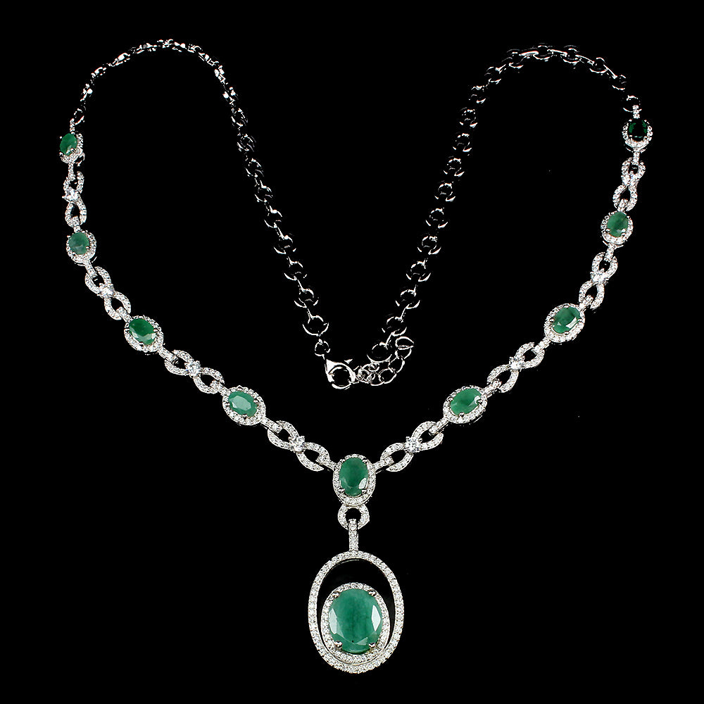 Smaragd Collier Silber weißvergoldet - INARA