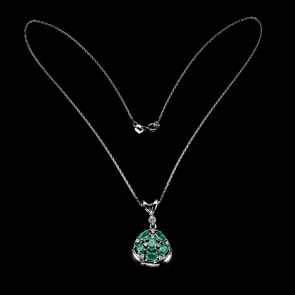 Smaragd Anhänger mit Halskette Silber - INARA