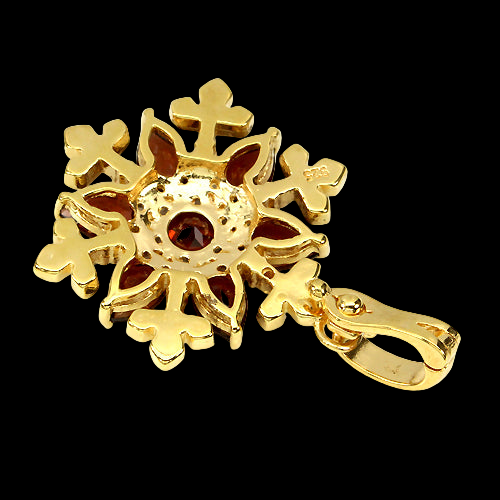 Granat Diamant Anhänger Silber vergoldet - INARA