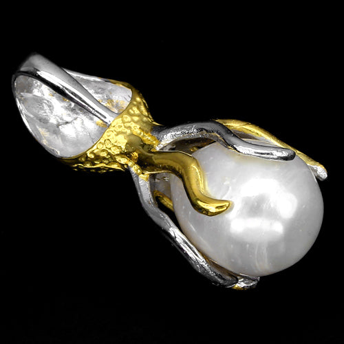 Perle Oktopus Anhänger Silber bicolor vergoldet - INARA