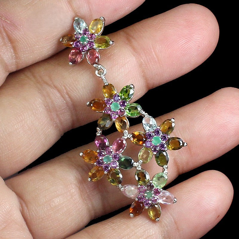 Turmalin Smaragd Rhodolit Anhänger Silber weißvergoldet - INARA