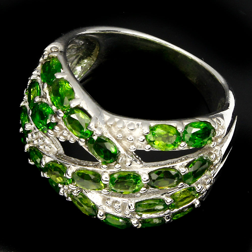 Chromdiopsid Ring Silber weißvergoldet - INARA - Seitenansicht 2
