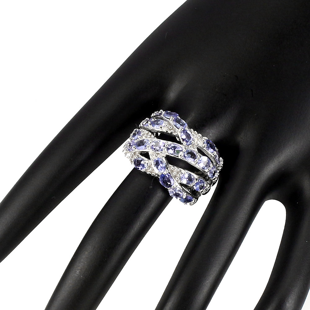 Tansanit Ring Silber weißvergoldet - INARA - Detailansicht