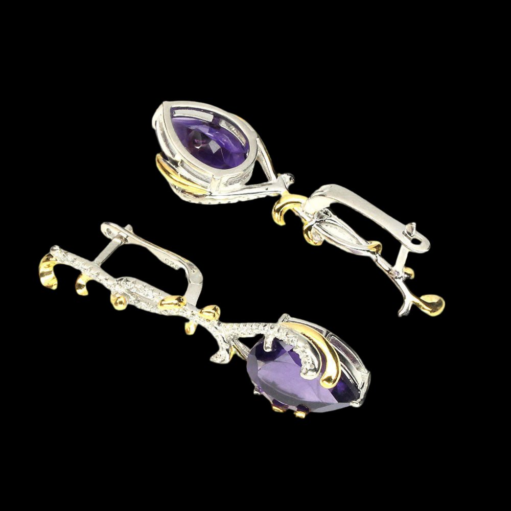 Amethyst Ohrringe aus bicolor vergoldetem Silber - INARA