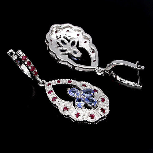 Tanzaniet robijn oorbellen