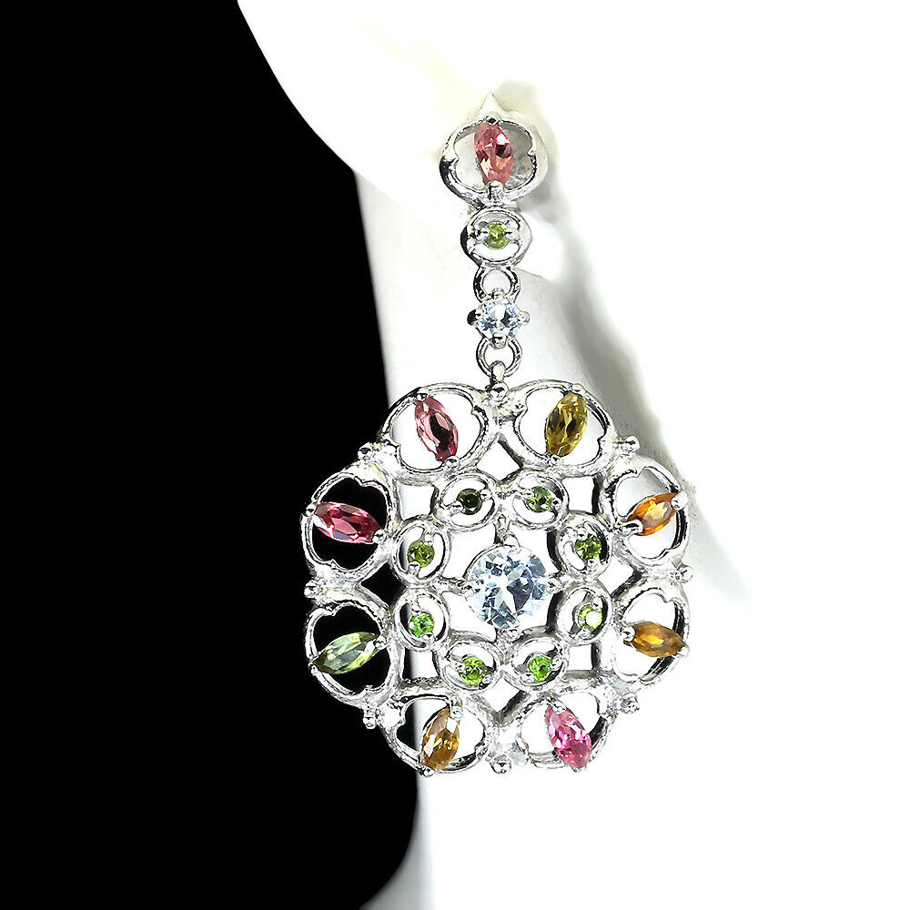 Orecchini tormalina diopside russo acquamarina