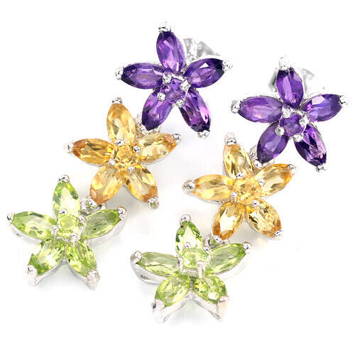 Amethyst Citrin Peridot Ohrringe Silber - INARA