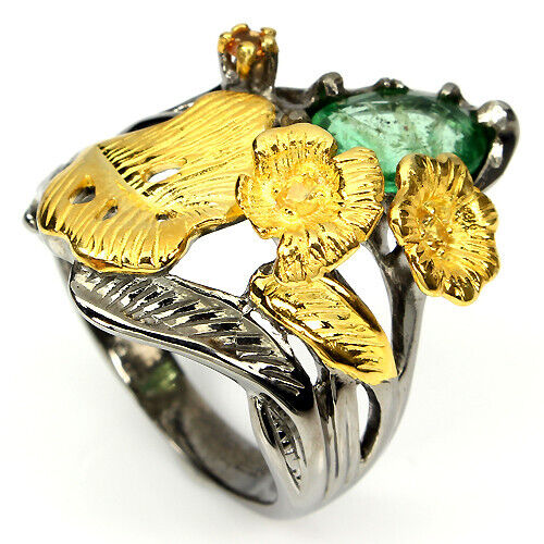 Smaragd 10x8 mm Saphir Ring Gr. 58