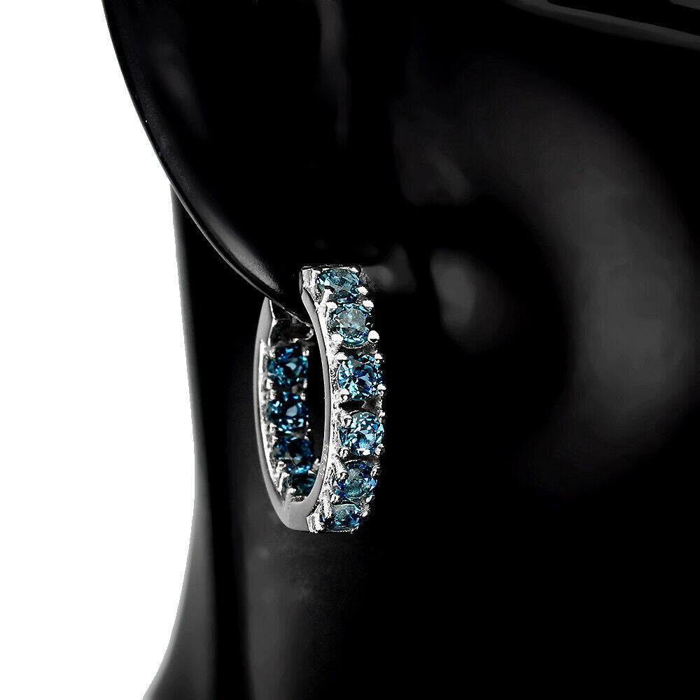 Pendientes de aro topacio azul