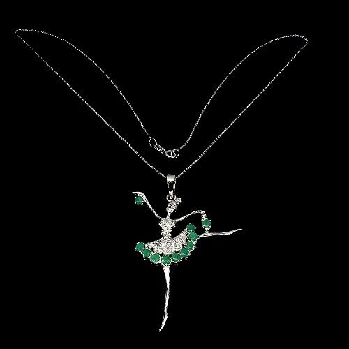 Colgante bailarina esmeralda con collar
