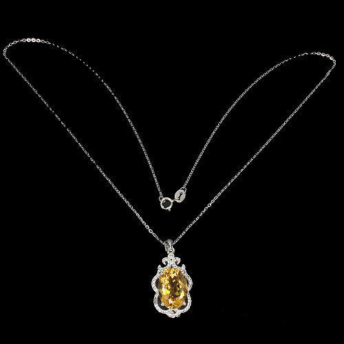 Colgante citrino 14x10 mm topacio blanco con collar