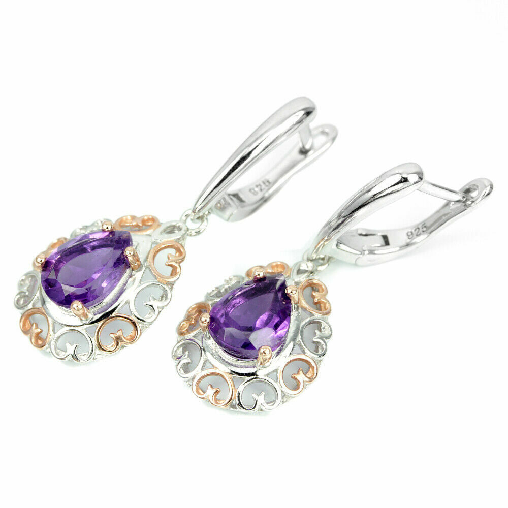 Amethyst Ohrringe Silber bicolor vergoldet - INARA