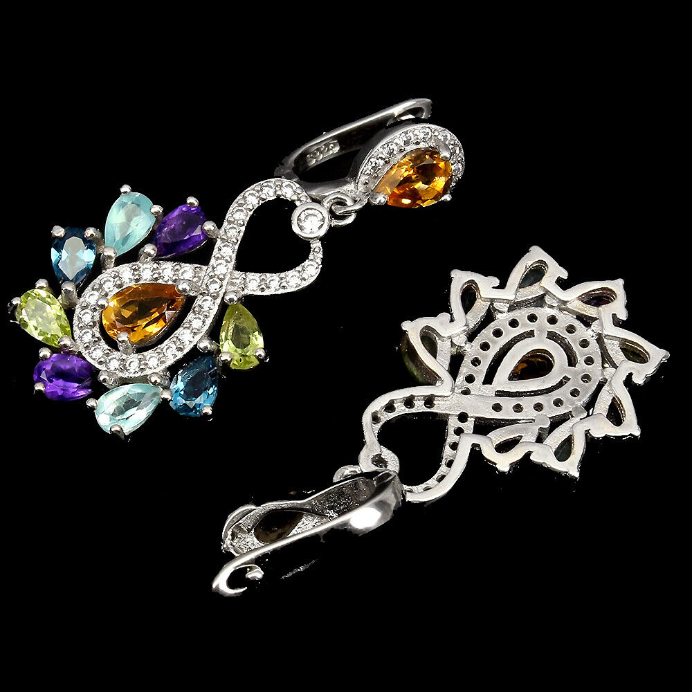 Orecchini peridoto topazio blu ametista citrino ametista