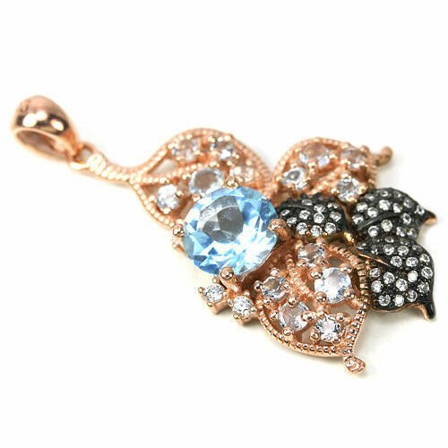 Blautopas Sky Blue Anhänger aus rosévergoldetem Silber - INARA