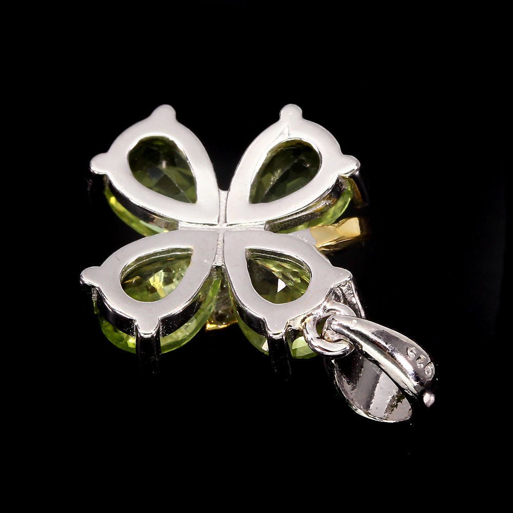 Anhänger Glücksklee Peridot 925 Silber 585 bicolor vergoldet Silber - INARA