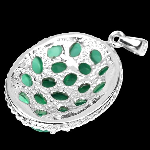 Anhänger grüner Achat Cabochon 925 Silber - INARA