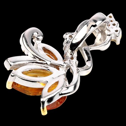 Anhänger Pfau Citrin 925 Silber 585 bicolor vergoldet Silber - INARA