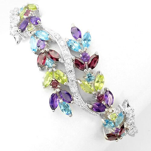 Armband Amethyst Blautopas Peridot Rhodolit Silber - INARA