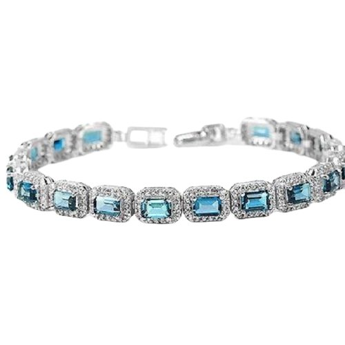 Armband Blautopas London Blue 6x4 mm 925 Silber 585 Weißgold vergoldet Silber - INARA