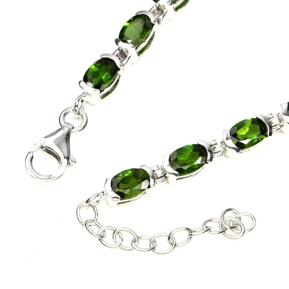 Armband Chromdiopsid 925 Silber 585 Weißgold vergoldet Silber - INARA