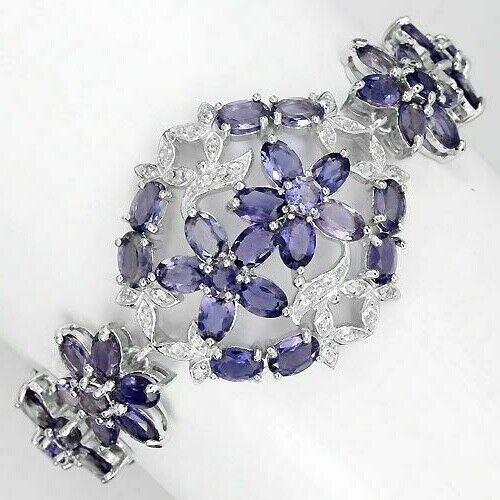 Armband Iolith Weißtopas 925 Silber 585 Weißgold vergoldet Silber - INARA