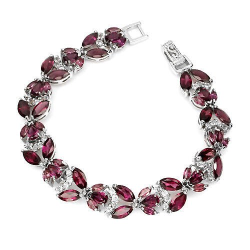 Rhodolit Weißtopas Armband aus weißvergoldetem Silber - INARA