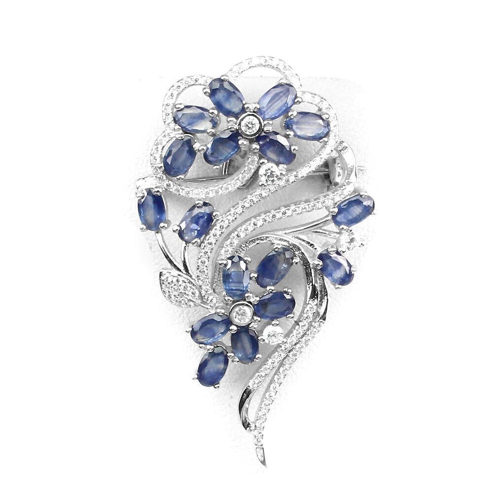 Blumen Brosche Saphir Sterling Silber – INARA