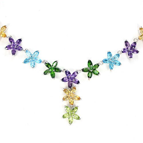 Collier Amethyst Peridot Granat Chromdiopsid Citrin Peridot Silber - INARA