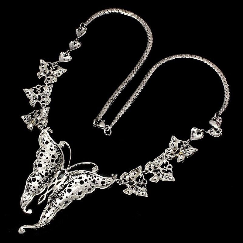 Collier Schmetterling Amethyst Saphir Tansanit u.a. 925 Silber 585 bicolor verg. Silber - INARA