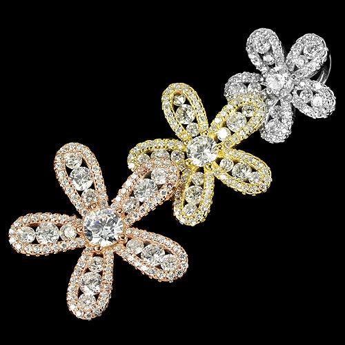 Cubic Zirconia Blüten Anhänger Tricolor Silber - INARA