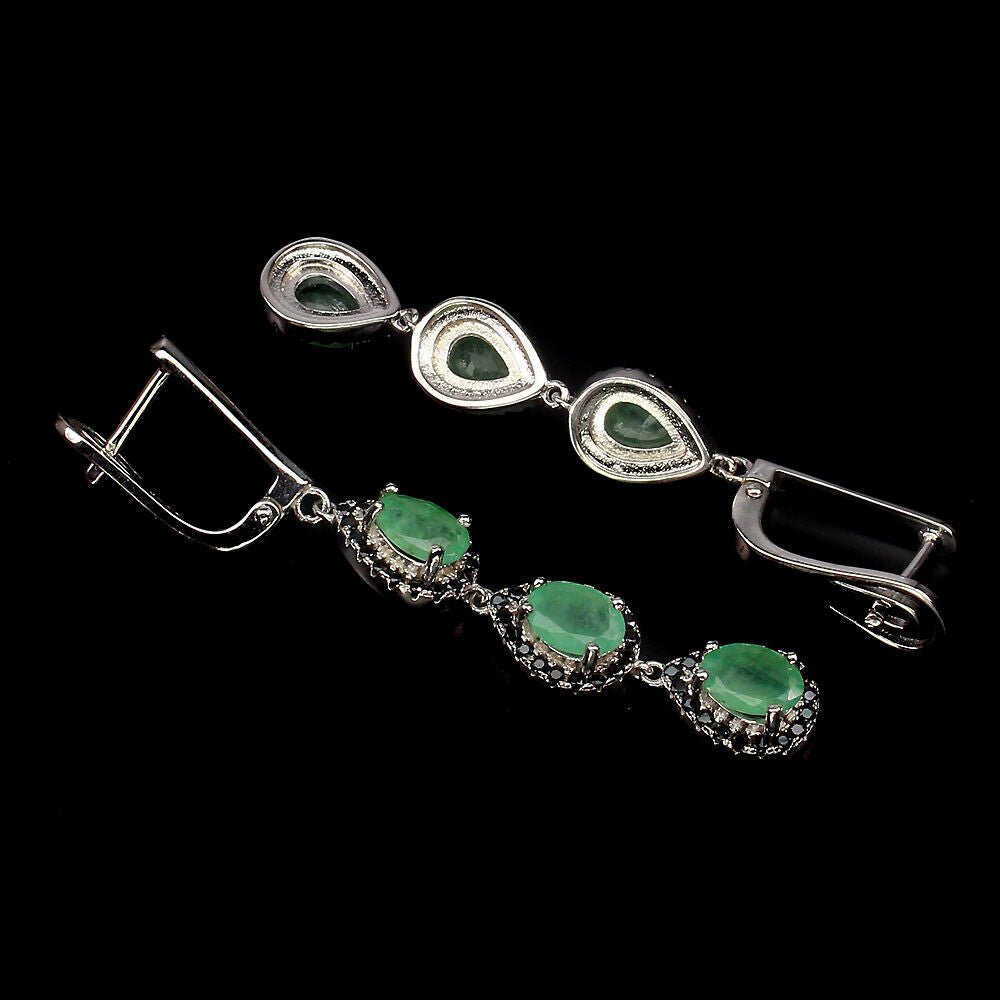Smaragd Spinell Ohrringe aus weißvergoldetem Silber - INARA