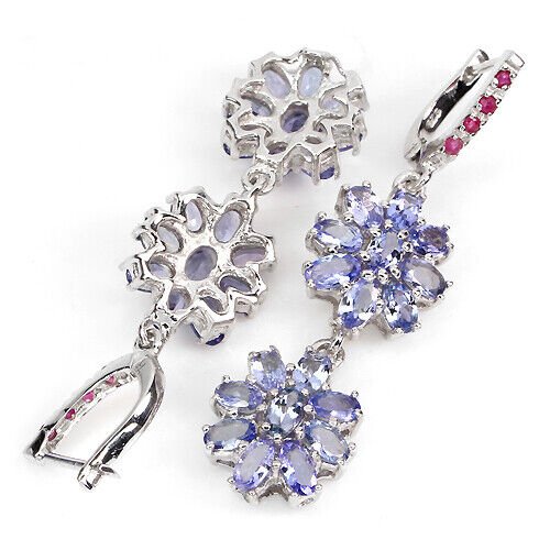 Tansanit Rubin Ohrringe aus weißvergoldetem Silber - INARA