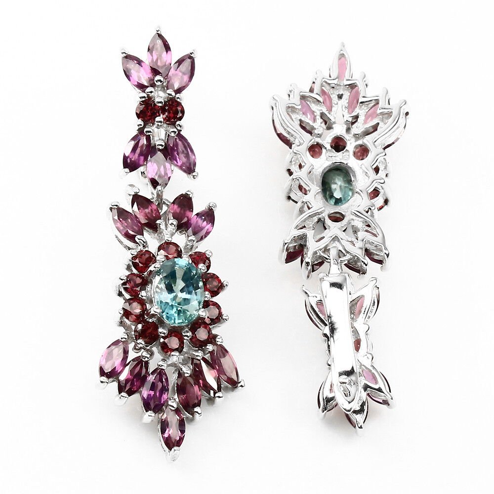 Zirkon Rhodolit Ohrringe aus weißvergoldetem Silber - INARA