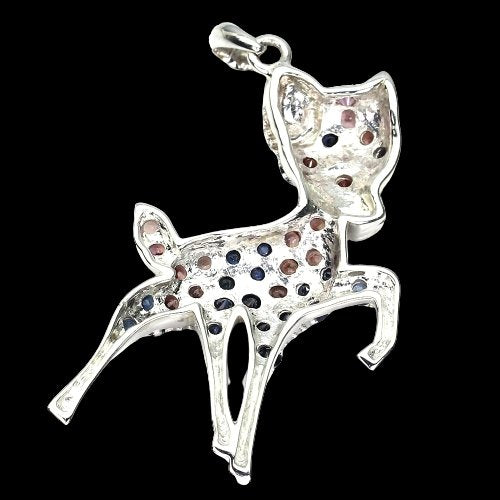Großer Anhänger Bambi Reh Saphir 925 Silber 585 bicolor vergoldet Silber - INARA