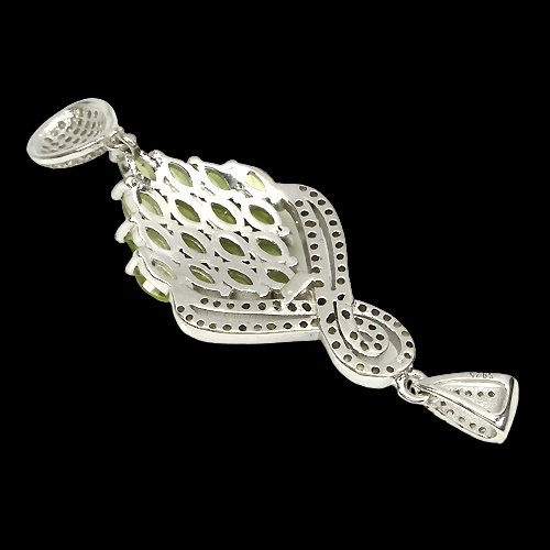 Großer Anhänger Peridot 925 Silber 585 Weißgold vergoldet Silber - INARA