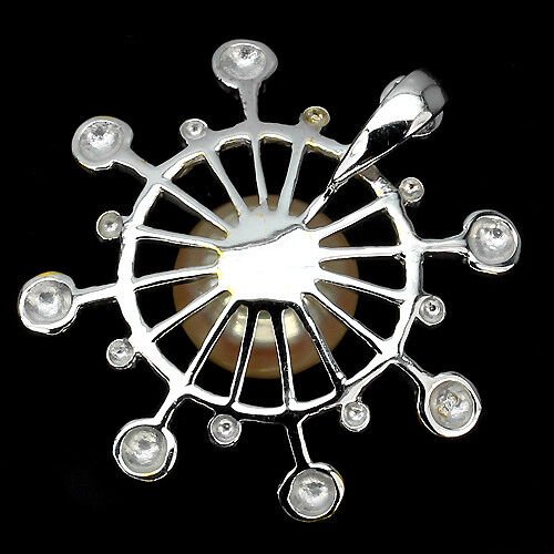 Großer Anhänger Zucht Perle 13 mm 925 Silber 585 bicolor vergoldet Silber - INARA