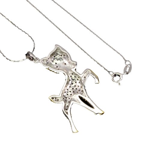 Halskette mit Anhänger Bambi Reh Saphir gelb 925 Silber 585 bicolor vergoldet Silber - INARA