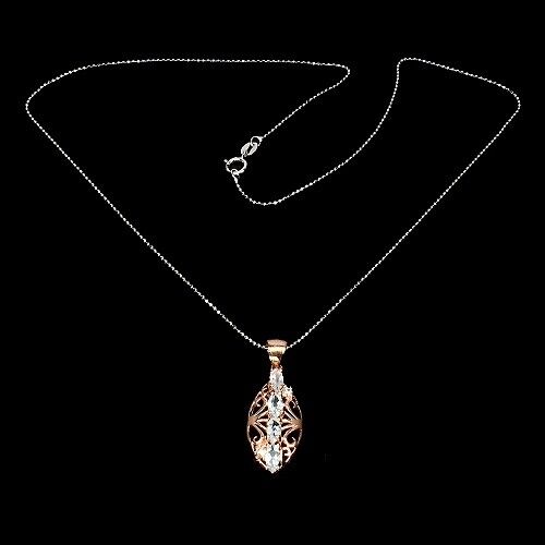 Halskette mit Anhänger Blautopas Sky Blue 925 Silber 585 bicolor vergoldet Silber - INARA