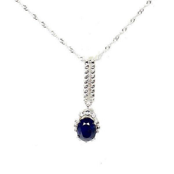 Necklace with pendant sapphire blue – INARA sterling silver 9