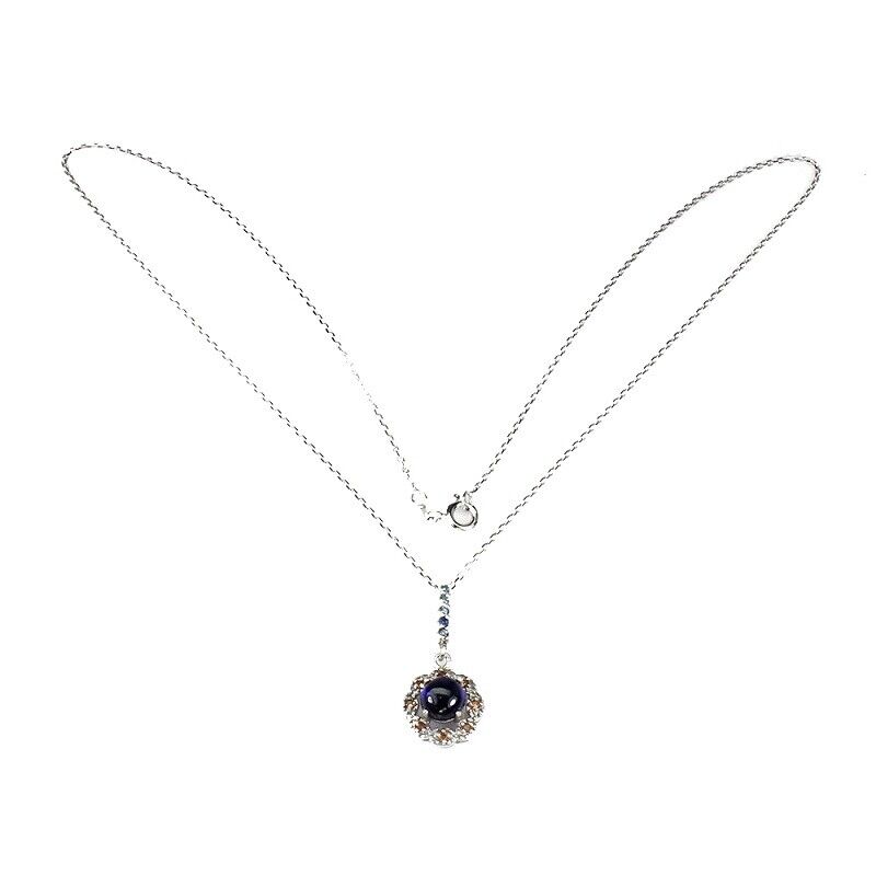 Halskette mit Anhänger Saphir blau orange 925 Silber 585 Weißgold vergoldet Silber - INARA